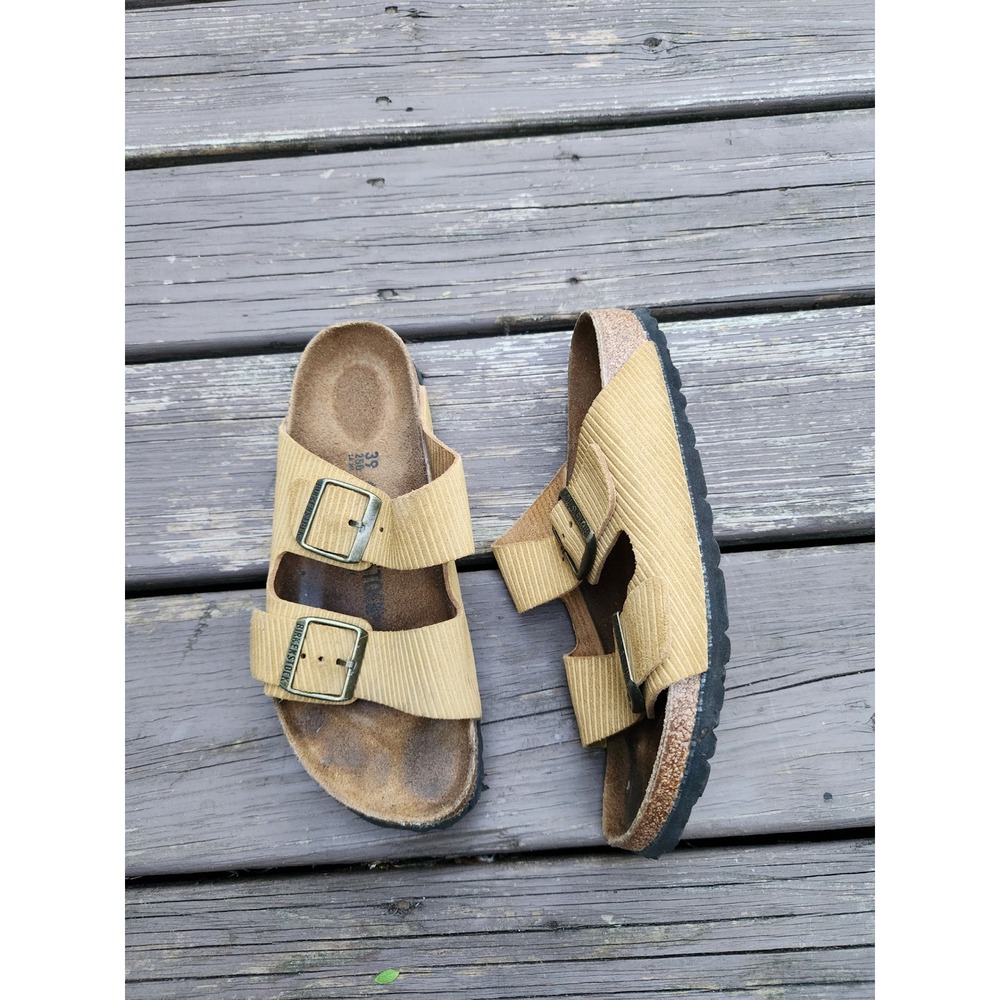 Birkenstock Arizona Sandals Tan Corduroy Suede‎ Buckle Slide 39 US 8